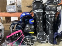 Lot of Easton baseball equipment that includes