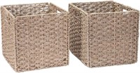 Villacera 12-Inch Square Hand Weaved Wicker Storag