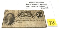 Obsolete 50-cents Buffalo, N.Y. note