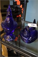 SET OF 2 COBALT CHICKENS