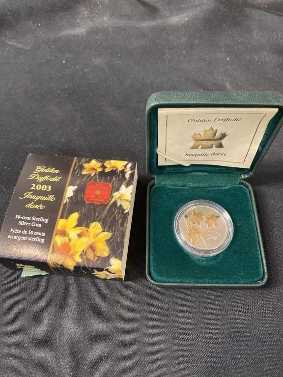 Golden Daffodil 2003 50 cent sterling silver coin