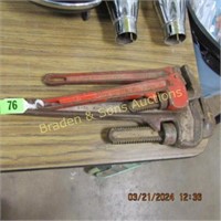 GROUP OF 3 USED PIPE WRENCHES