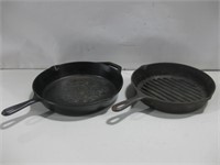 Two Lodge Cast Iron Skillets Largest 12"