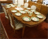 French 3pc Louis XVI Style walnut dining set
