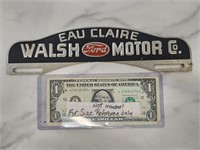 Eau Claire Walsh Motor Co Ford License plate