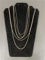 Three Sterling Silver, Two 14k Gold Chains