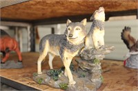 Wolf and Pup Sculpture