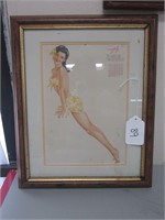 FRAMED JULY 1946 CALENDAR GIRL