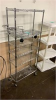 6 tier wire metal rolling shelf cart