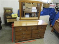 smaller vintage oak dresser & mirror