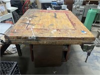 Work Bench with 3-Wood Vises, 64"x 54"