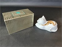 Arden Blue Grass Porcelain Cat Candle