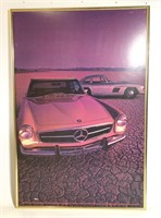 Large Vintage Mercedes Poster Framed