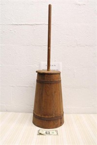 WOOD BUTTER CHURN WITH COVER AND DASHER