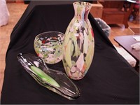 Three pieces of contemporary art glass with