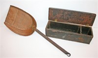 Early Copper & Hand Wrought Iron Shovel, Wooden