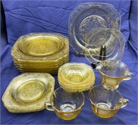 Yellow Madrid Pattern Depression Glass Set