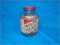 WOLF'S HEAD QUART OIL JAR-1940'S