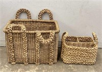 Woven Jute Storage Baskets with Handles