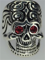 Gemstone eyeball skull ring size 7.5