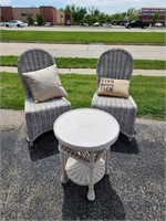 WICKER OUTDOOR CHAIRS W/ TABLE