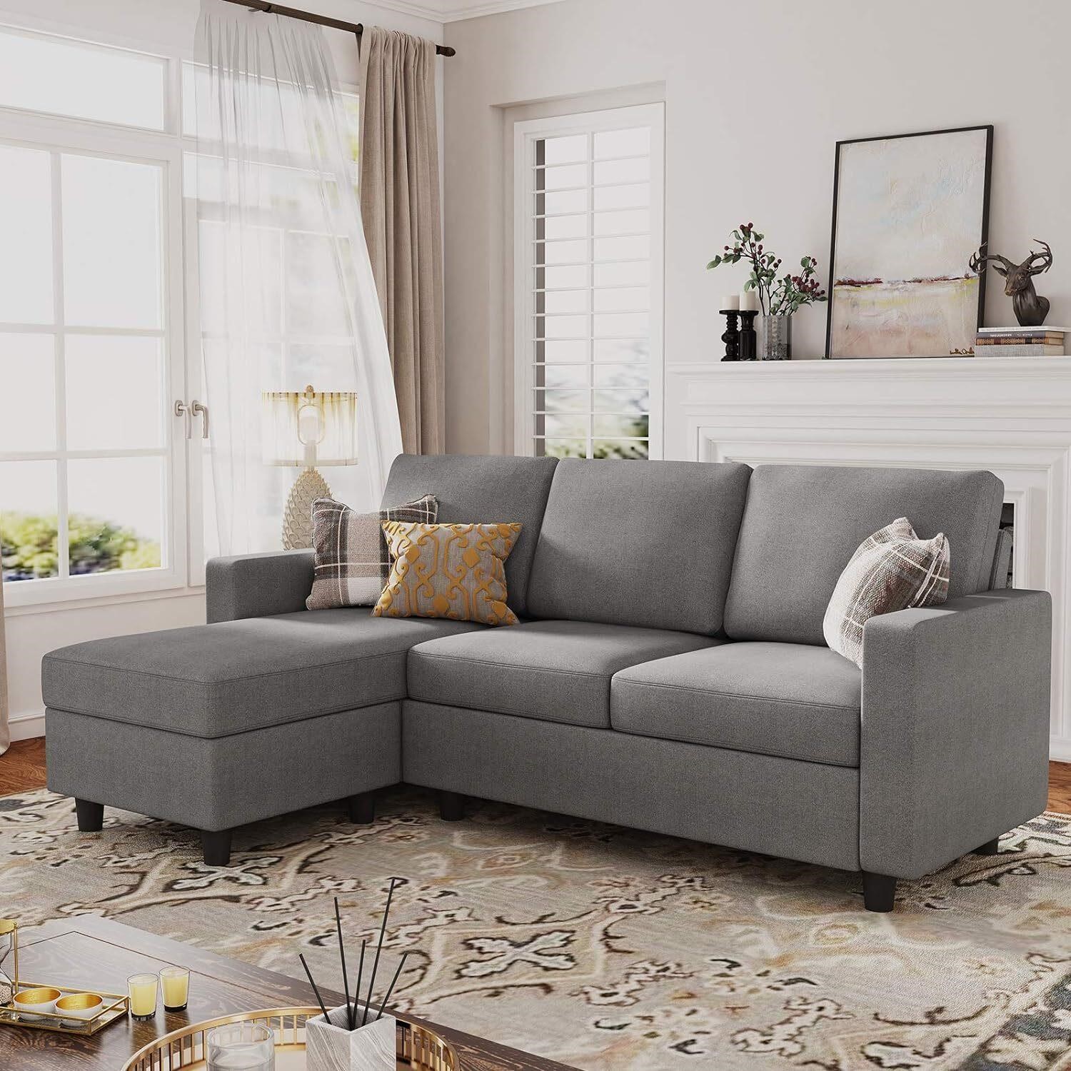 HONBAY Convertible Sofa  Grey  Small Space