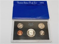 OF) 1969 us proof set with silver half dollar