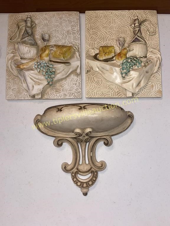 Vintage plaster wall plaque set