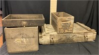 (3) Wooden Crates (1) Drawer