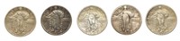 1918-1930 US STANDING LIBERTY 25C SILVER COINS