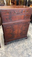 Mahogany Rope Twist Bracket Foot Chest on Chest