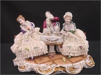 GERMAN PORCELAIN GROUP TEA PARTY