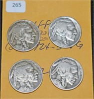 FOUR BUFFALO NICKELS