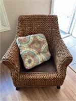Brown Wicker Chair with Cushion