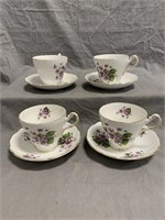 (4) Regency Bone China Teacups w/Saucers