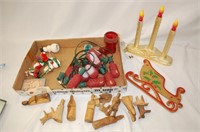 Holiday LIghts, Wood Nativity Set, candleabra & ms