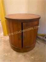 Wooden Circular Side Table w/ Storage