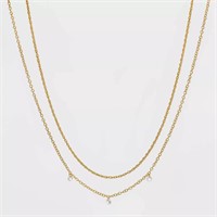 14K Gold Pierced Cubic Zirconia Duo Necklace