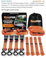 TitanPro Ratchet Tie Down Straps 4-Pack - 2,200lb