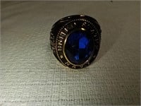 Navy Ring in gold tone w/ Blue Center Stone