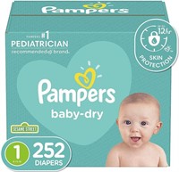 Pampers Baby Dry Disposable Diapers, Size 1, 252Ct