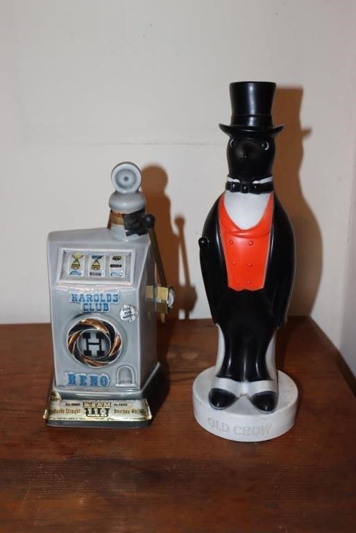 Old Crow whiskey bourbon plastic figurine and a