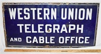 VINTAGE DOUBLE SIDED PORCELAIN WESTERN UNION SIGN