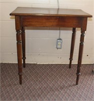 Two board top side table on spindle legs, nicks &