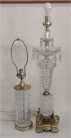 Vtg. Cut Glass Table Lamps (27" - 35" Tall)