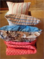 (3) Bed Pillows + Throw Pillow & Pink Baby Blanket