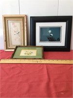 Matted and framed bird pictures. The oriental one