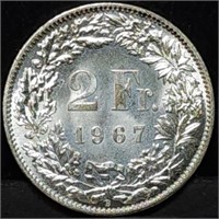 1967 France Silver 2 Francs Gem BU .835 Silver