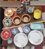 15pc plates bowls pitchers Watt Czechoslovakia etc
