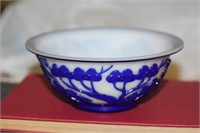 Antique Chinese Blue and White Peking Glass Bowl